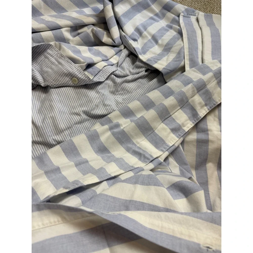 Coming Home lands end King Duvet Cover Set Blue Stripe Cotton cottage beach